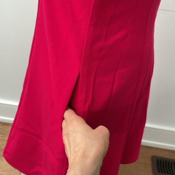 Black Halo Antoinette Fit & Flare Dress Snap Dragon Pink V Neck A-Line 8 - Picture 9 of 16